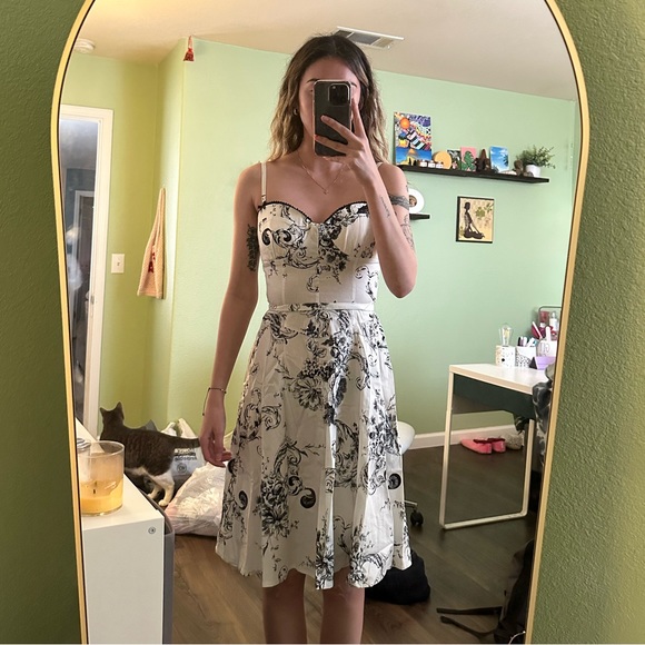 Ruby Rox Black and White Patterned Mid Length Dress - Picture 3 of 3